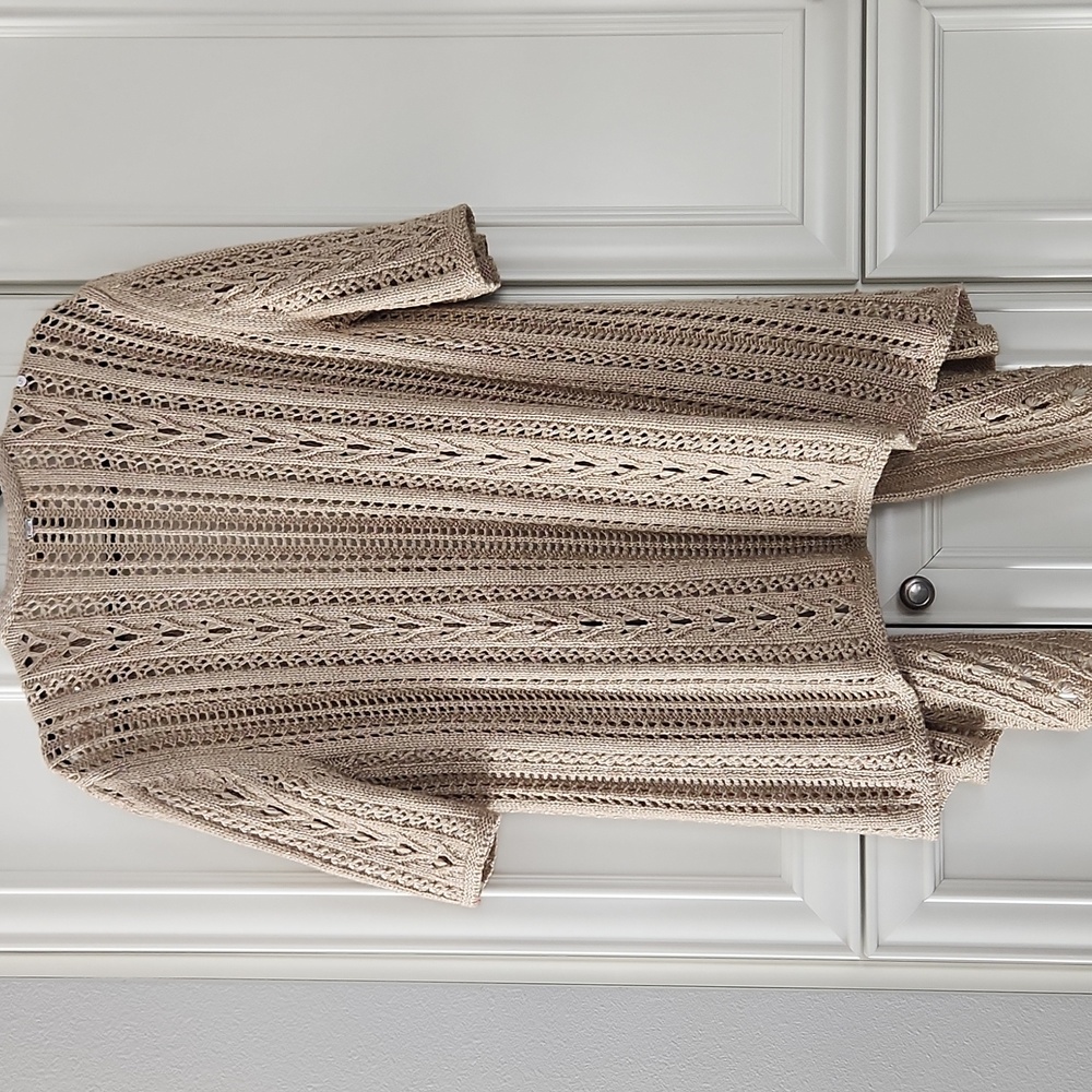 St. John Tan Open-Front Cardigan Size Large - Picture 7 of 7